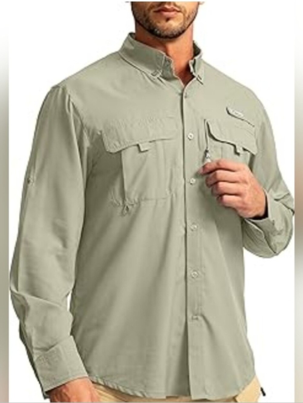 Quest Olive Green Men Vented Fishing Outdoor Shirt Size Large NWOT